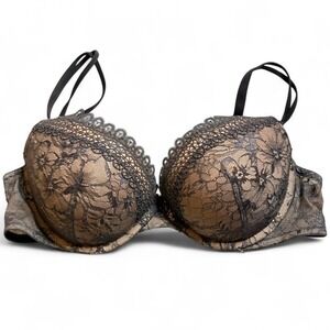 Victoria's Secret Very Sexy Push-Up Bra Womens 38B Blue Lace Floral Padded